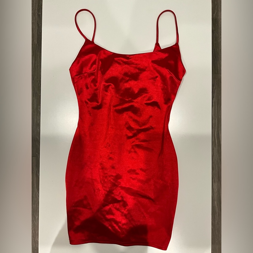 Window Red Mini Dress